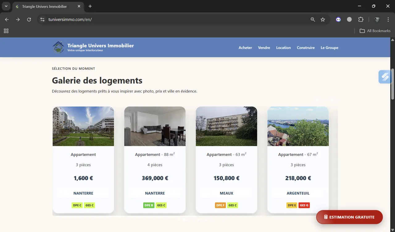Aperçu mobile d'un projet web